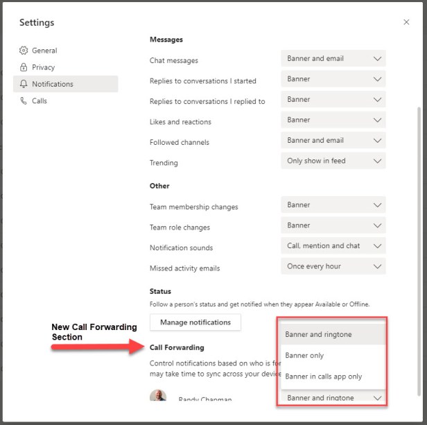 manage call forward notifications