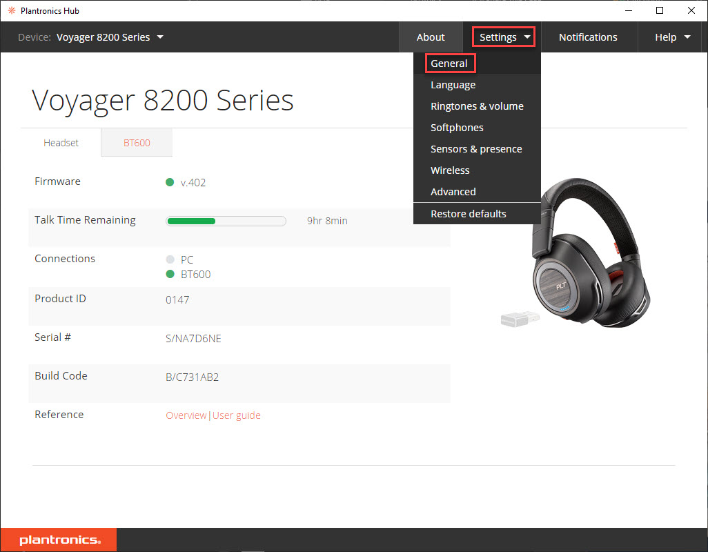 PLT Hub - settings - general