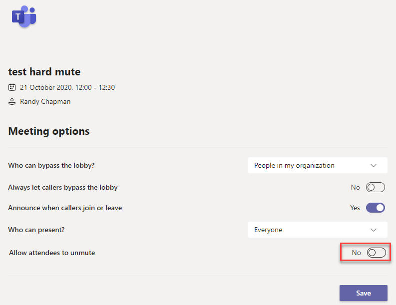 Hard Mute in Microsoft Teams Meetings